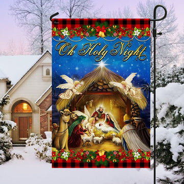 Nativity Of Jesus Oh Holy Night  Jesus Christmas Flag, Christian Christmas House Flag, Christmas Outdoor Decor Ideas