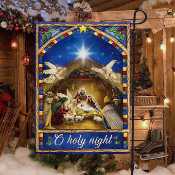 Nativity Scene Christmas Flag O Holy Night Flag, Christian Christmas House Flag, Christmas Outdoor Decor Ideas