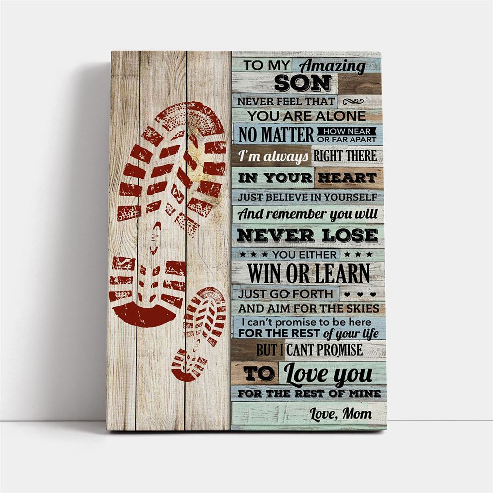 Never Feel That You Are Alone Mom To Son Canvas, Mother&#39;s Day Canvas Art, Gift For Mom, Birthday Gift, Mother&#39;s Day Wall Art