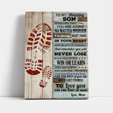 Never Feel That You Are Alone Mom To Son Canvas, Mother&#39;s Day Canvas Art, Gift For Mom, Birthday Gift, Mother&#39;s Day Wall Art