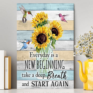 New Beginnings Hummingbirds Sunflowers Wall Art - Inspirational Wall Art &amp; Decor - Encouragement Gifts For Women Woman