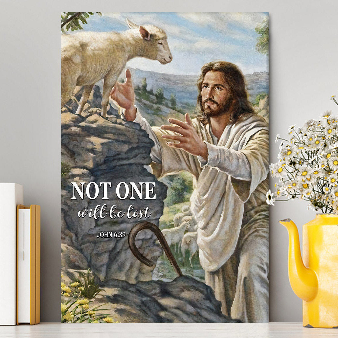 Not One Will Be Lost Jesus &amp; Lamb Canvas Wall Art - Jesus Canvas Pictures - Christian Canvas Wall Art
