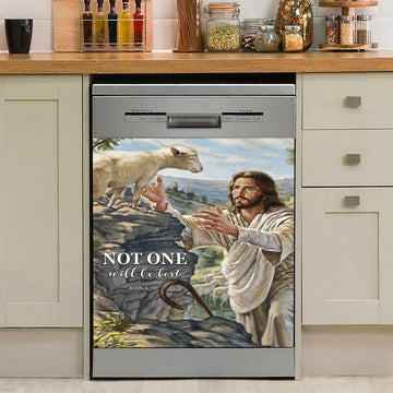 Not One Will Be Lost Jesus &amp; Lamb Dishwasher Cover, Jesus Dishwasher Wrap, Christian Kitchen Decoration