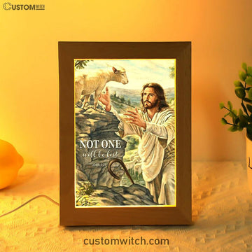 Not One Will Be Lost Jesus &amp; Lamb Frame Lamp Art - Jesus Frame Lamp Pictures - Christian Night Light
