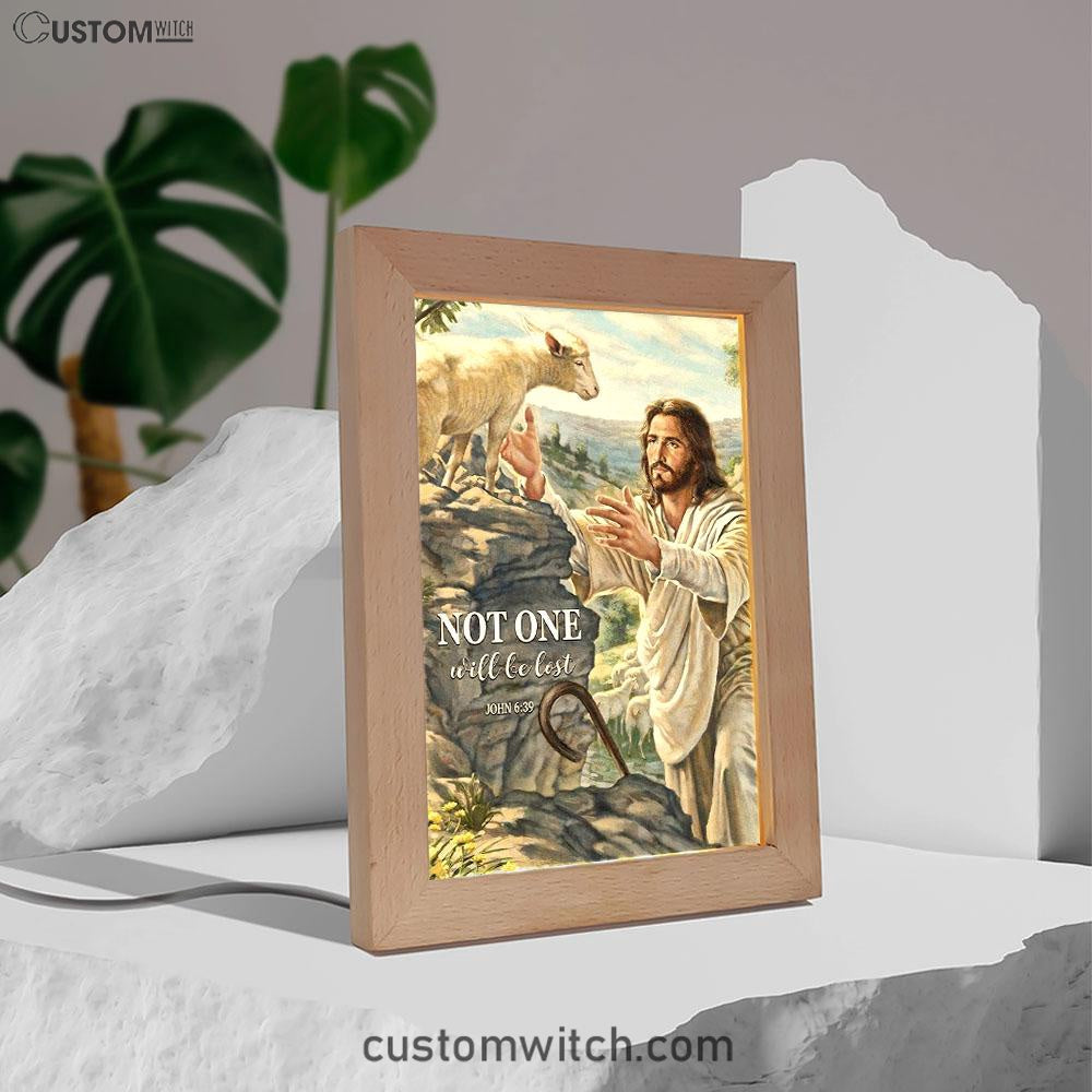 Not One Will Be Lost Jesus &amp; Lamb Frame Lamp Art - Jesus Frame Lamp Pictures - Christian Night Light