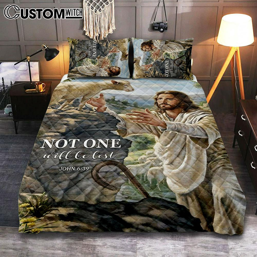 Not One Will Be Lost Jesus &amp; Lamb Quilt Bedding Set Bedroom - Jesus Quilt Bedding Set Pictures - Christian Quilt Bedding Set Bedroom