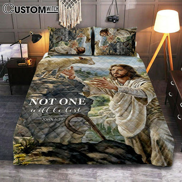 Not One Will Be Lost Jesus &amp; Lamb Quilt Bedding Set Bedroom - Jesus Quilt Bedding Set Pictures - Christian Quilt Bedding Set Bedroom