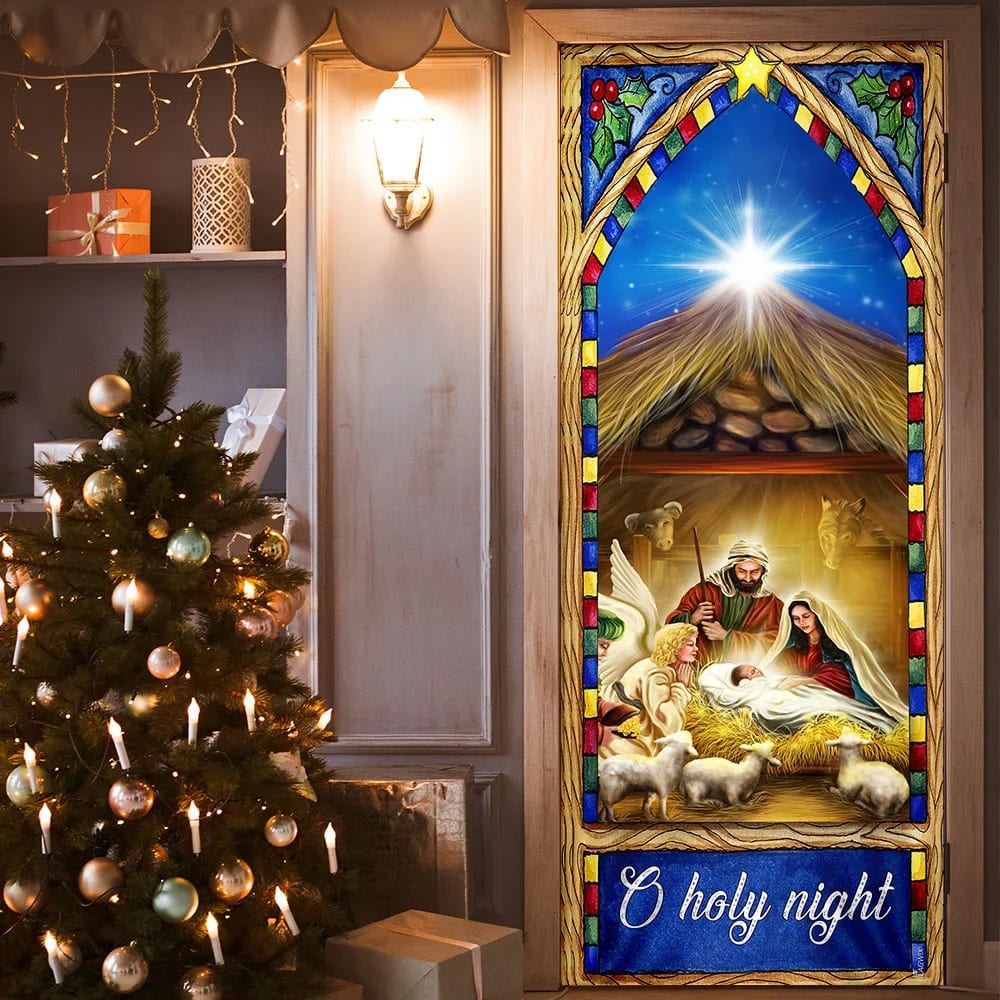 O Holy Night Door Cover, Nativity Scene Christmas Door Cover, Christian Door Decor, Door Christian Church, Christian Door Plaques