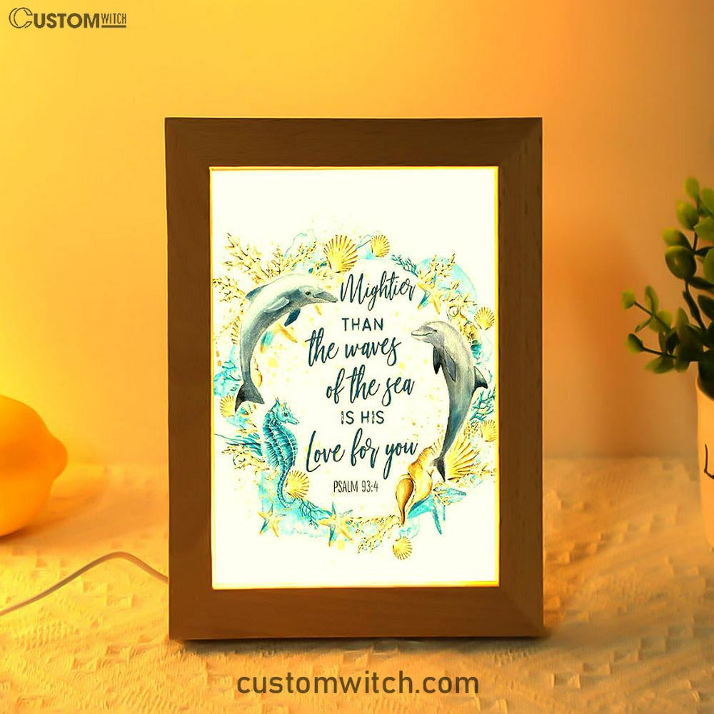 Ocean Dolphins Mightier Than The Waves Psalm 93 4 Frame Lamp Art - Christian Night Light Decor