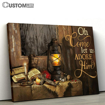 Oh Come Let Us Adore Him Candle Bible Cross Large Canvas - Christian Canvas Prints - Religious Canvas Art