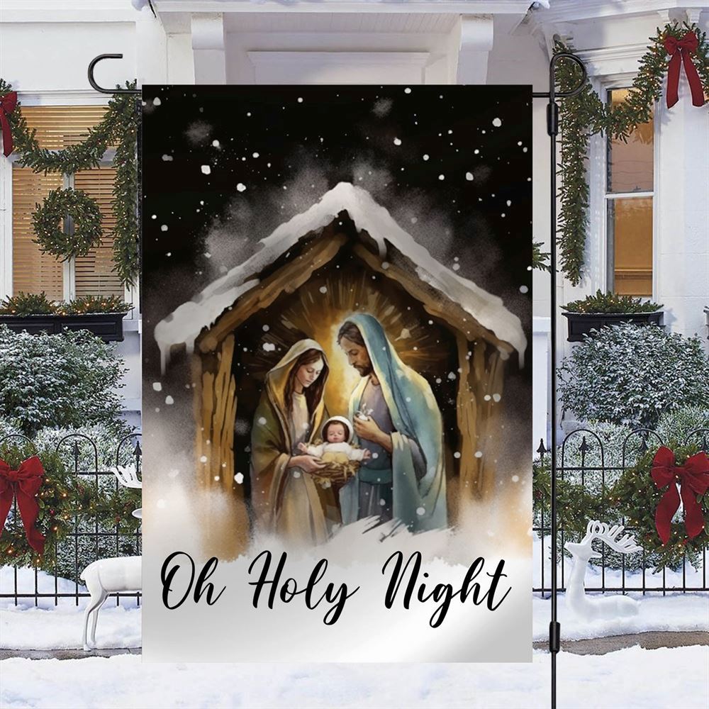 Oh Holly Night A Celebration Of God&#39;s Love Christmas Flag, Christian Christmas House Flag, Christmas Outdoor Decor Ideas