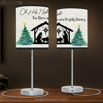 Oh Holy Night The Stars Are Brightly Shining - Christian Christmas Table Lamp Gift - Christian Bedroom Decor