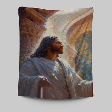 Oil Painting Of Jesus Teaching In The Temple Tapestry Prints - Jesus Tapestry Art - Christian Wall Art Decor
