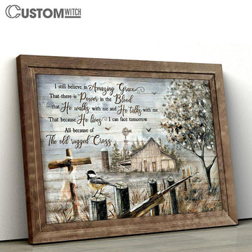 Old Barn Black I Still Believe In Amazing Grace Canvas Art - Christian Wall Art Decor - Bible Verse Canvas