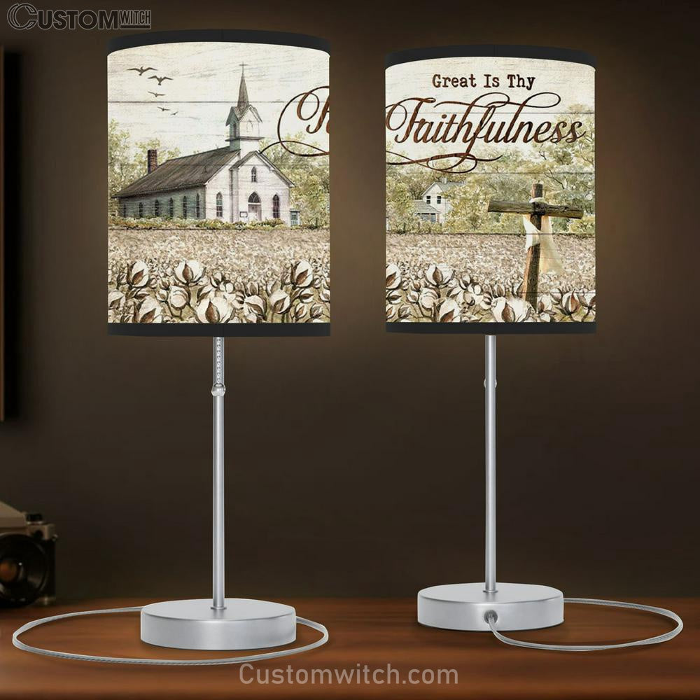 Old Country Church - Great Is Thy Faithfulness Table Lamp Gift Print - - Christian Bedroom Decor