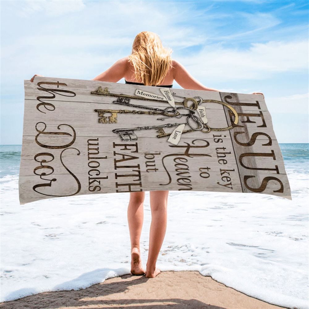Old Keys, Vintage Door, Jesus Is The Key To Heaven Beach Towel, Christian Beach Towel, Christian Gift, Gift For Women