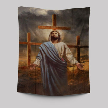 Old Rugged Cross, Jesus Painting, Black Cloud Tapestry