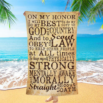 On My Honor I Will Do My Best Straight The Scout Oath Beach Towel - Christian Beach Towel - Religious Beach Towel
