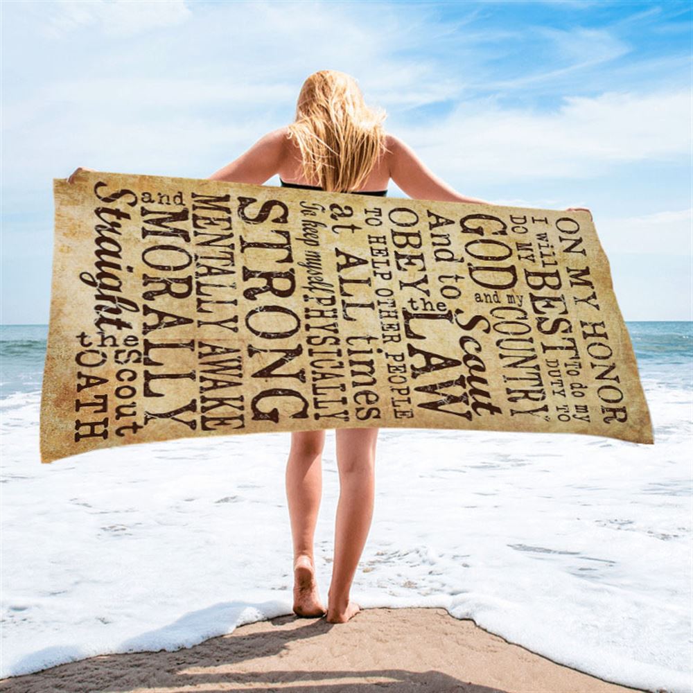 On My Honor I Will Do My Best Straight The Scout Oath Beach Towel - Christian Beach Towel - Religious Beach Towel