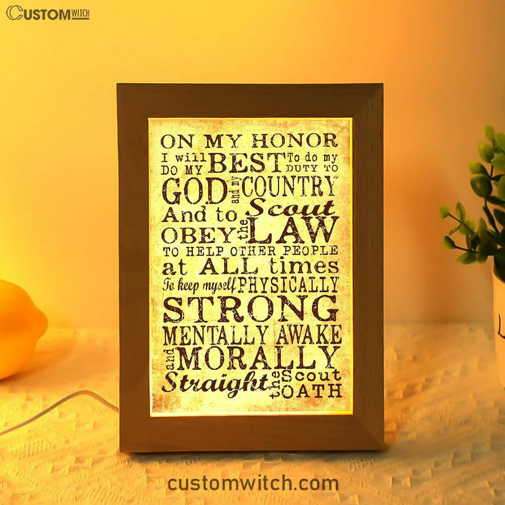 On My Honor I Will Do My Best Straight The Scout Oath Frame Lamp Art - Christian Frame Lamp - Religious Gifts Night Light