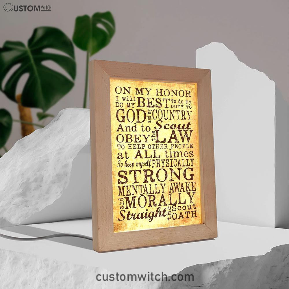 On My Honor I Will Do My Best Straight The Scout Oath Frame Lamp Art - Christian Frame Lamp - Religious Gifts Night Light
