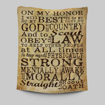 On My Honor I Will Do My Best Straight The Scout Oath Tapestry Wall Art - Christian Wall Tapestry - Religious Tapestries Wall Hanging Prints