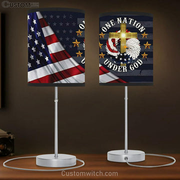 One Nation Under God American Flag Christian Table Lamp Gift Print - Christian Bedroom Decor