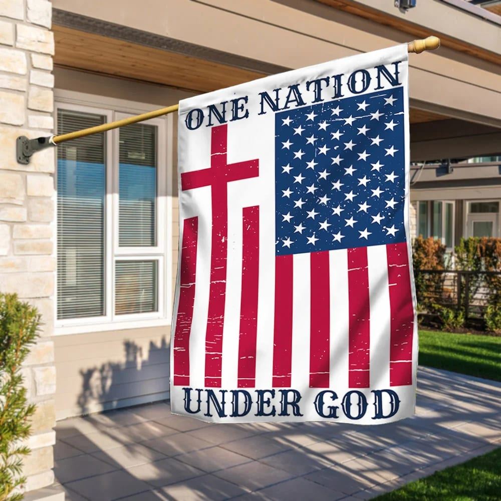One Nation Under God American House Flag, Outdoor Religious Flags, Christian Flag, Scripture Flag, Garden Banner