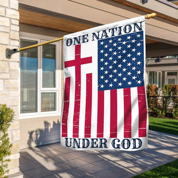 One Nation Under God American House Flag, Outdoor Religious Flags, Christian Flag, Scripture Flag, Garden Banner