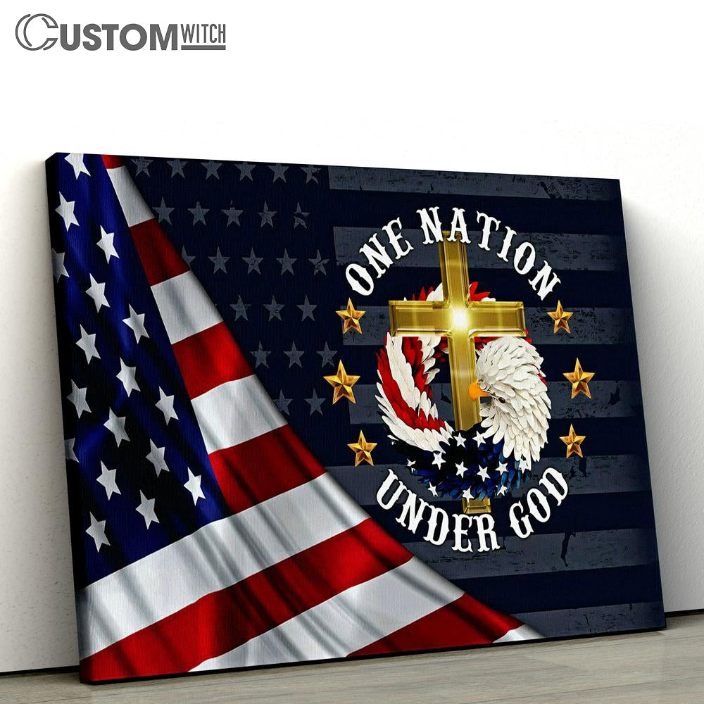 One Nation Under God Canvas Wall Art - Bible Verse Wall Art - Christian Home Decor