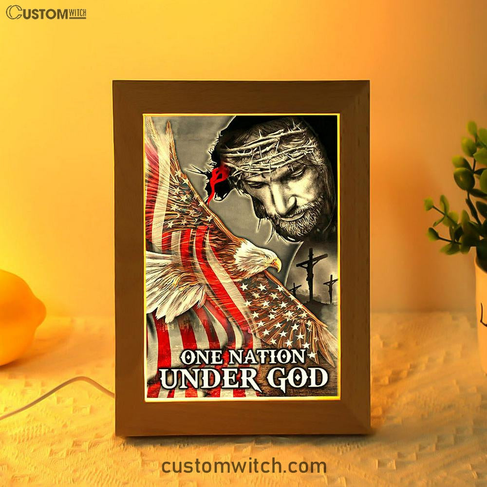 One Nation Under God Frame Lamp Art - Christian Frame Lamp - Religious Gifts Night Light