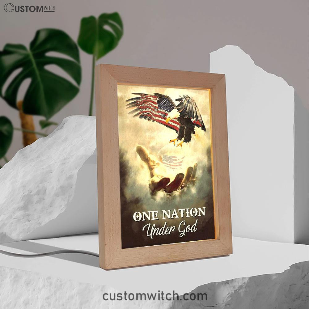 One Nation Under God Frame Lamp Prints - Bible Verse Decor - Scripture Art