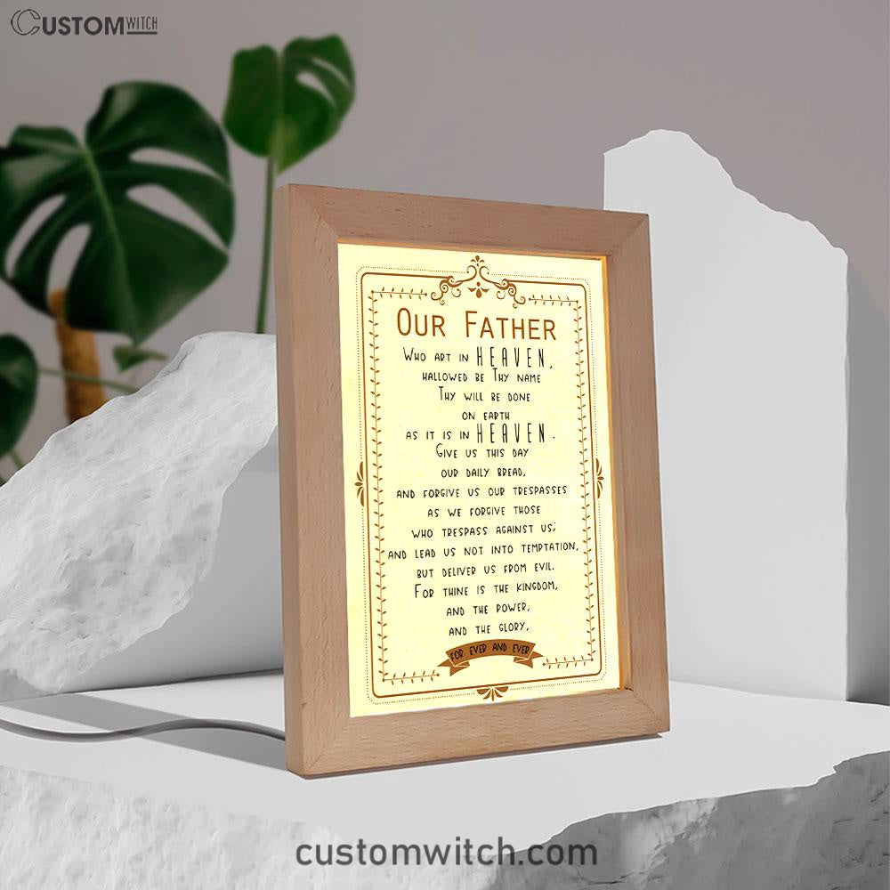 Our Father Who Art In Heaven Frame Lamp Art - Religious Frame Lamp - Christian Decor