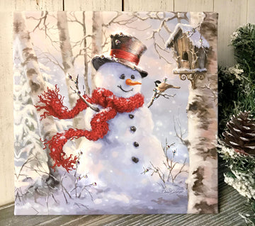 Birch Forest Snowman Pizazz Print with Dazzling Crystals