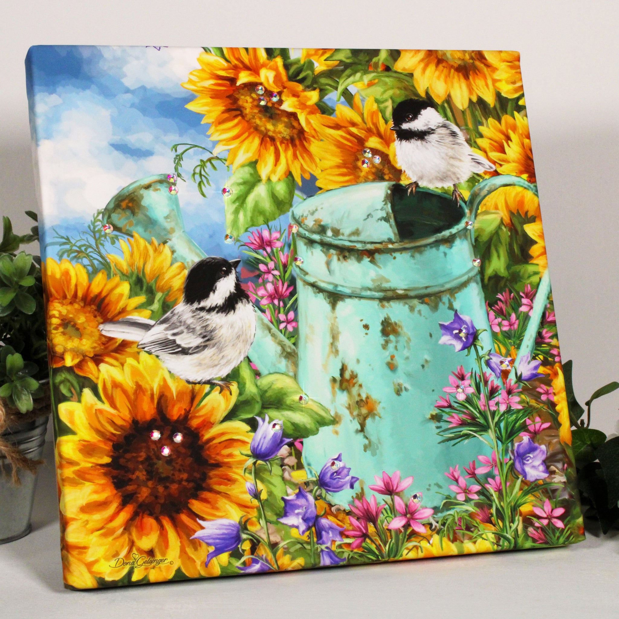 Sunflower Garden Pizazz Print with Dazzling Crystals