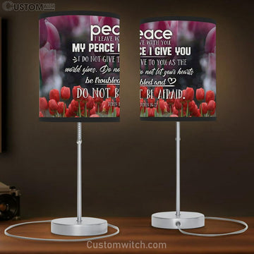 Peace I Leave With You John 1427 Bible Verse Table Lamp Gift - Christian Bedroom Decor