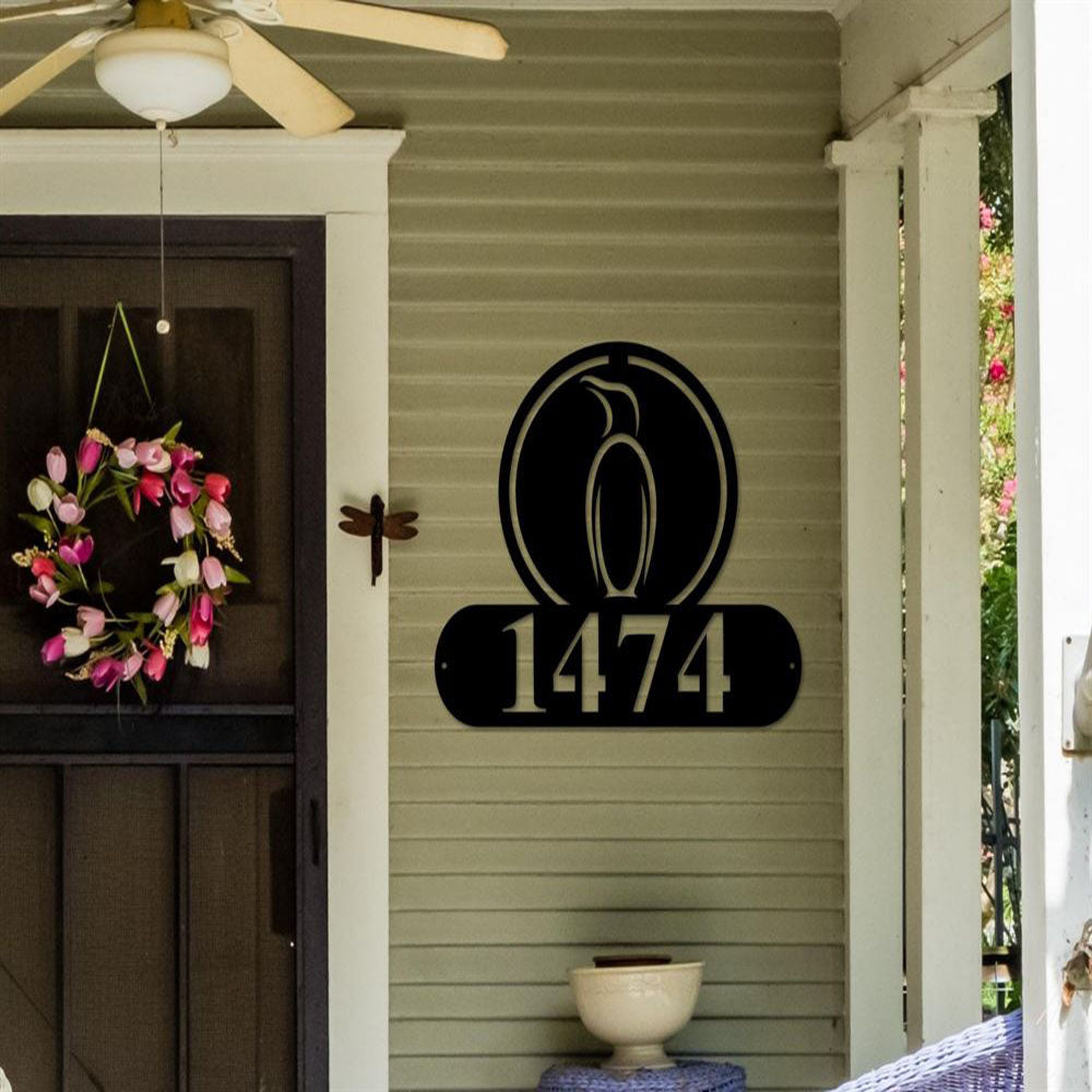 Penguin Address Sign, Penguin Metal Sign, Metal Address Sign, Metal Address Plaque, Wall Metal Sign, Home Decor Sign, Anniversary Gift
