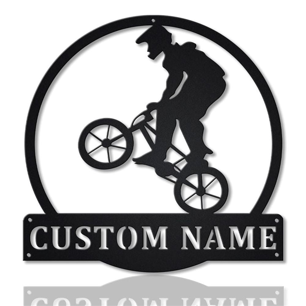 Personalization BMX Biker Metal Sign, Led Lights BMX Cycle Sport Metal Sign, Metal Wall Decor, Wall Hanging Art, Home Decor Sign