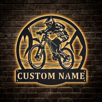 Personalization Downhill Mountain Biking Monogram Metal Sign, Metal Wall Decor, Wall Hanging Art, Home Decor Sign