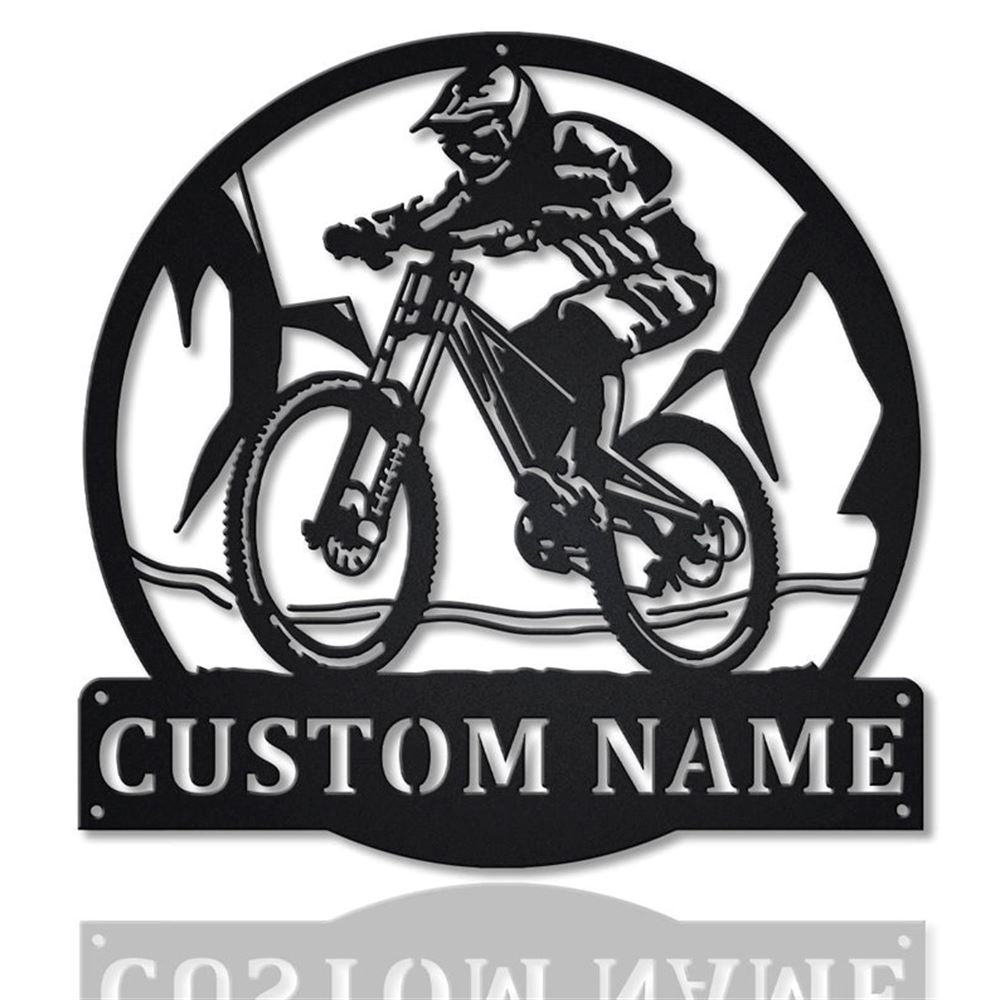 Personalization Downhill Mountain Biking Monogram Metal Sign, Metal Wall Decor, Wall Hanging Art, Home Decor Sign