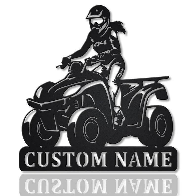 Personalization Girl Ride ATV Metal Sign, Led Lights Girl Ride ATV Metal Sign, Metal Wall Decor, Wall Hanging Art, Home Decor Sign