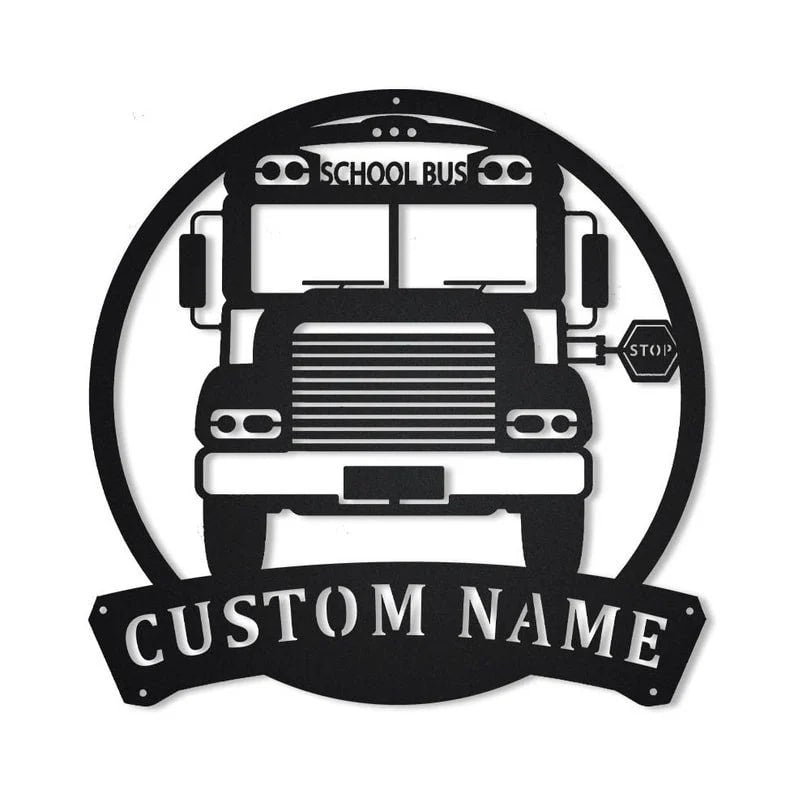 Personalization School Bus Driver Monogram Metal Sign, Led Lights Bus Driver Metal Sign, Metal Wall Decor, Wall Hanging Art, Home Decor Sign