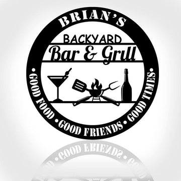 Personalized Backyard Bar &amp; Grill Metal Wall, Beer Metal Wall Art Sign, Bbq Outside Wall Decor