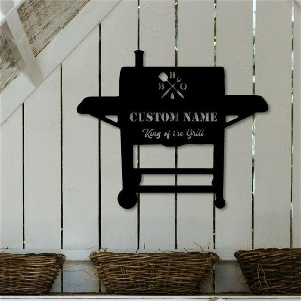 Personalized Backyard Bar &amp; Grill Metal Wall, Kitchen Metal Sign, Bbq Outside Wall Decor, Metal Grill Sign Decor