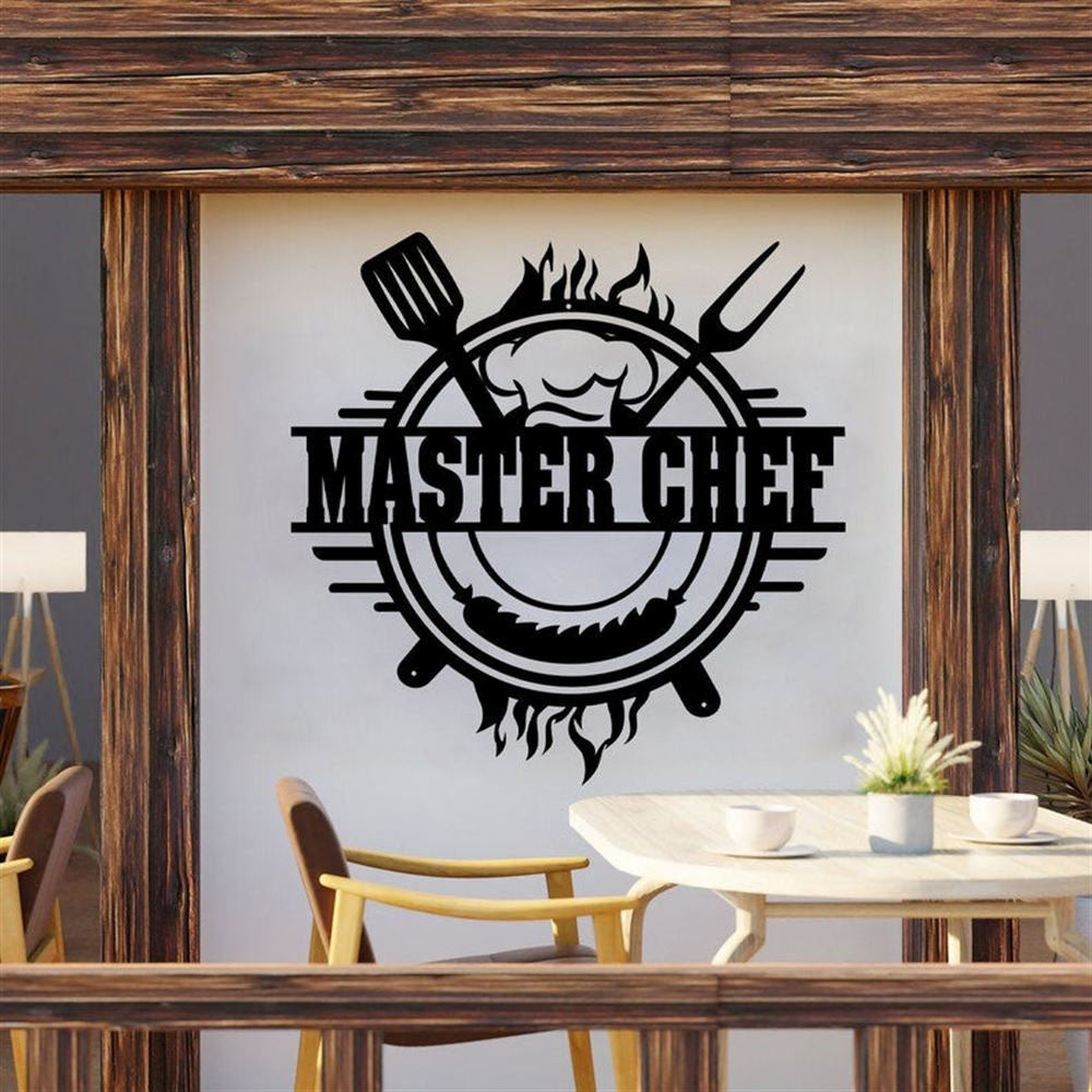 Personalized Backyard Bar &amp; Grill Metal Wall, Patio Metal Sign, Bbq Outside Decor, Master Cheff Sign