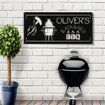 Personalized Backyard Metal Sign, Metal Wall Sign, Barbecue Metal Sign, Metal Wall Art, Gift For Him, Dad's Birhtday