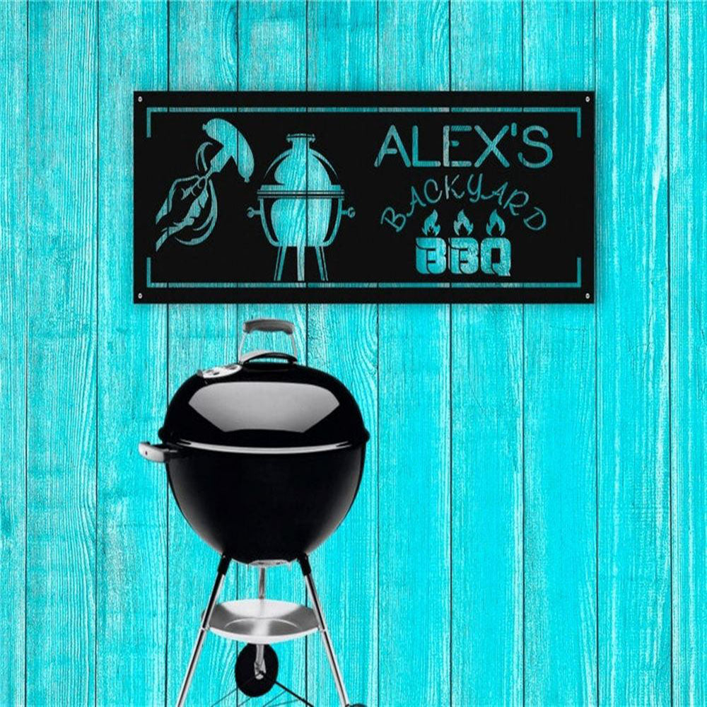 Personalized Backyard Metal Sign, Metal Wall Sign, Barbecue Metal Sign, Metal Wall Art, Gift For Him, Dad's Birhtday