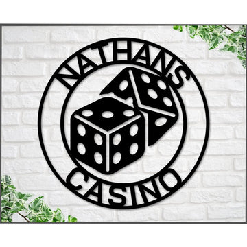 Personalized Casino Metal Sign, Gambling Sign, Poker Sign, Dice Sign, Dice Wall Art, Metal Casino Sign, Bar Sign, Man Cave Sign, Las Vegas Sign