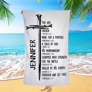 Personalized Chosen Made For A Purpose Child Of God Beach Towel - Inspirational Beach Towel - Christian Beach Towel