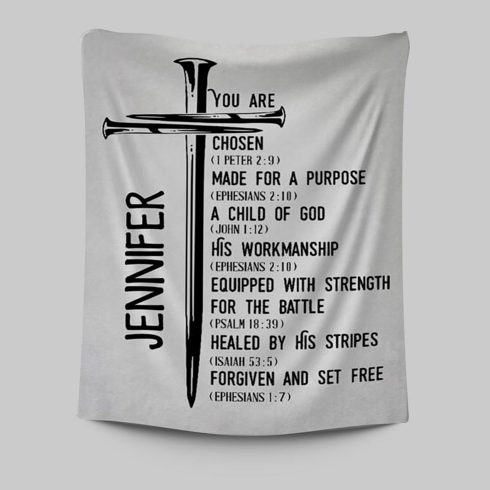 Personalized Chosen Made For A Purpose Child Of God Tapestry Wall Art - Inspirational Tapestry Art - Christian Wall Decor